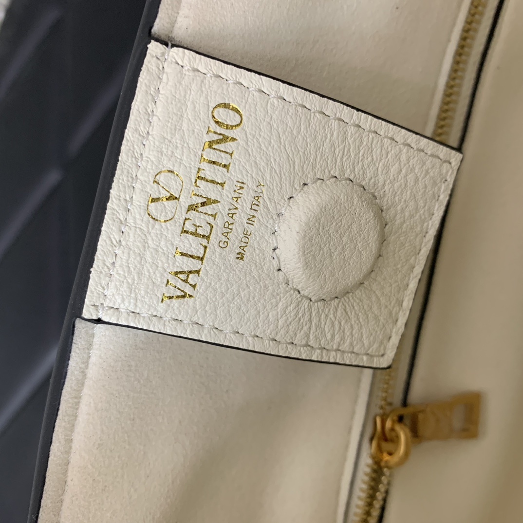 Valentino Garavani Alltime Small Handbag in Ivory Grainy Calfskin